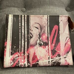 Bagghy Stylish Pink and Black Graphic Clutch with Marilyn Monroe image
